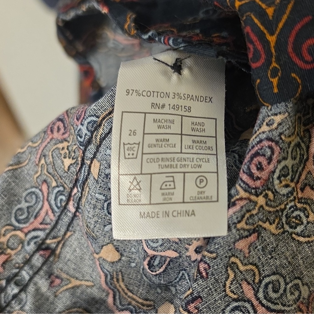 Consequence Men's Woven Cotton/Spandex Stretch LS Paisley Button-Up #272 - Picture 7 of 9